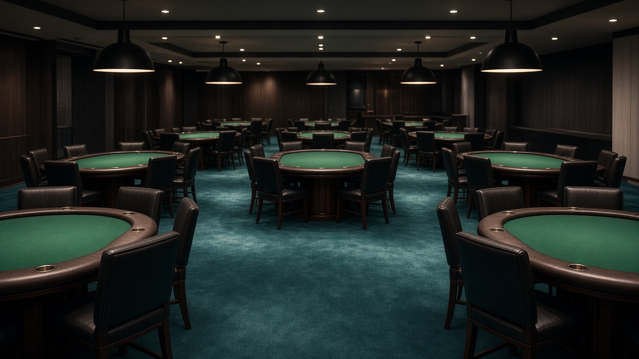 Sala preparada para torneo de poker en vivo